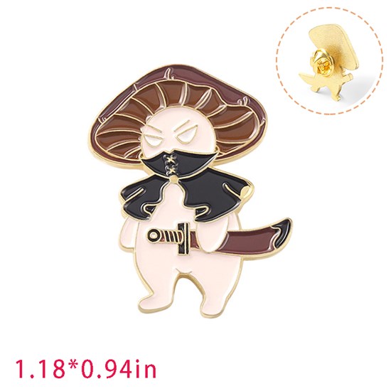 Cute Cartoon Mushroom Ninja Enamel Pin Brooch