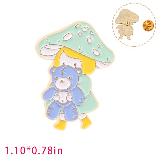 Cute Cartoon Animal Mushroom Girl Enamel Pin Brooch