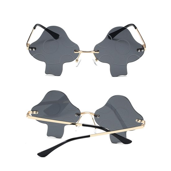 Rimless Cute Sunglasses Mushroom Black Glasses