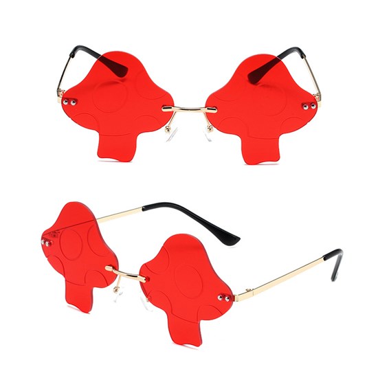 Rimless Cute Sunglasses Mushroom Red Glasses