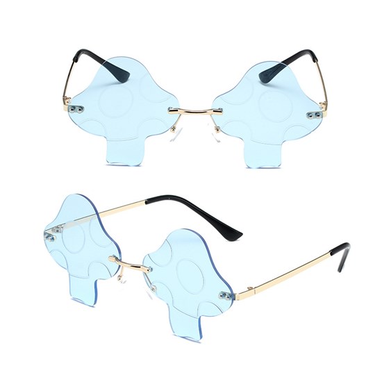 Rimless Cute Sunglasses Mushroom Blue Glasses