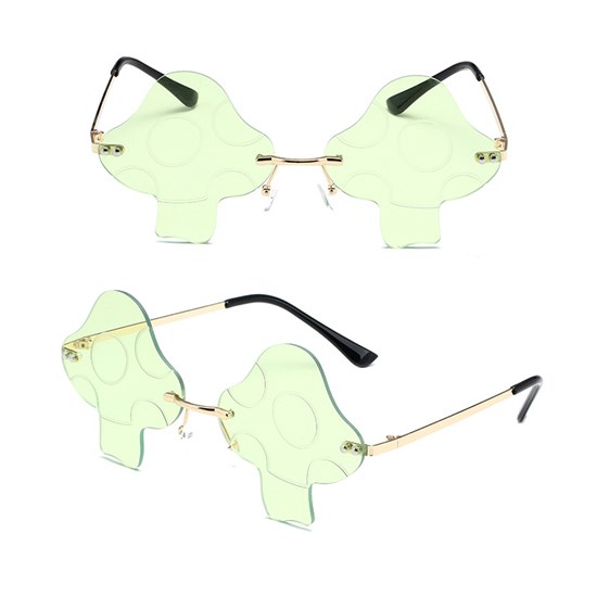 Rimless Cute Sunglasses Mushroom Green Glasses
