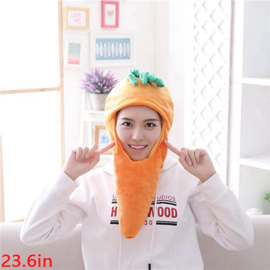 Funny Novelty Cute Carrot Plush Hat Photo Props Dress Up Hat Cosplay Halloween Party Costume Headgear