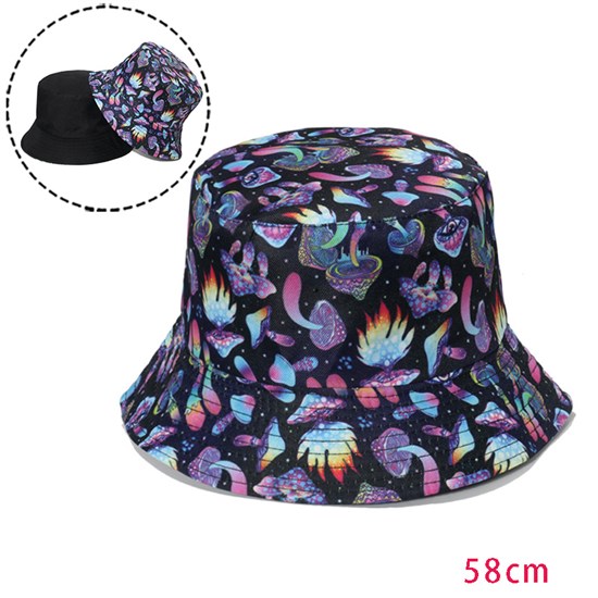 Psychedelic Mushroom Bucket Hat Beach Fisherman Hats Travel Fisherman Cap