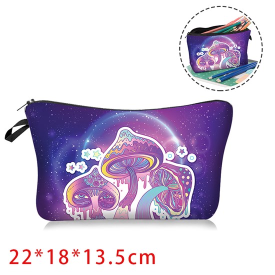 Psychedelic Mushroom Cosmetic Bag for Women,Waterproof Makeup Bags