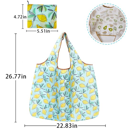 Lemon Pattern Reusable Shopping Bag Fruits Oxford Foldable Tote Bag