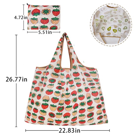 Strawberry Pattern Reusable Shopping Bag Fruits Oxford Foldable Tote Bag