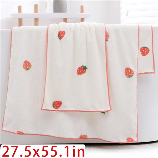 Strawberry Coral Velvet Towel and Bath Towel Set