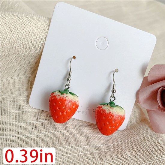 Lightweight Resin Strawberry Lifelike Fruits Dangle Earrings Hook Earrings for Women