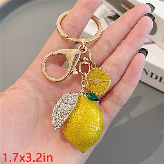 Cute Lemon Alloy Handbag Keychain Key Ring Fruits Key Chain Decor