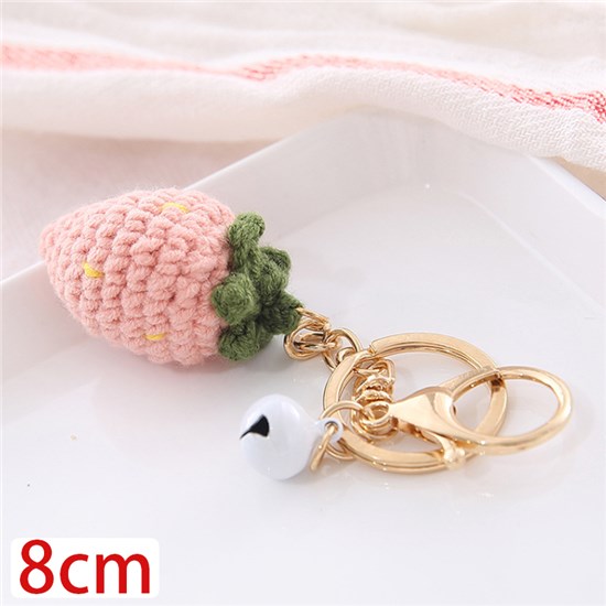 Crochet Strawberry Bag Charm Keychain Fruit Keychain Cute Key Ring