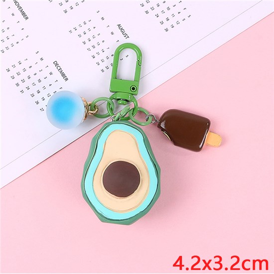 Cute Avocado PVC Keychain Key Ring