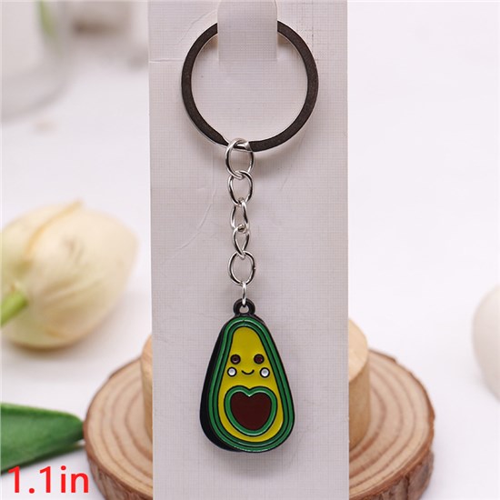 Cute Cartoon Avocado Alloy Keychain Key Ring