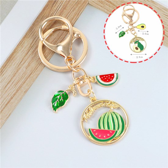 Cute Watermelon Pendant Charm Alloy Fruits Keychain Key Ring