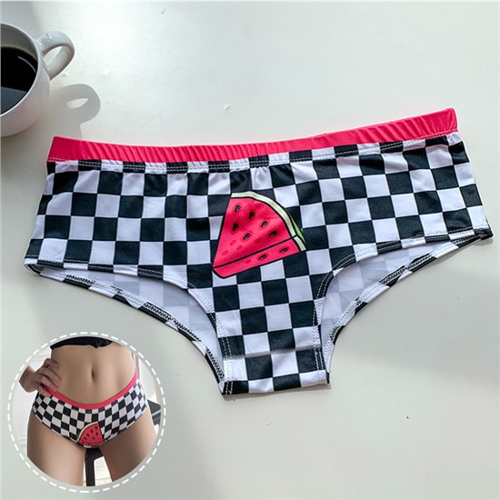 Cute Watermelon Checker Fun Sexy Panty Briefs Underwear 