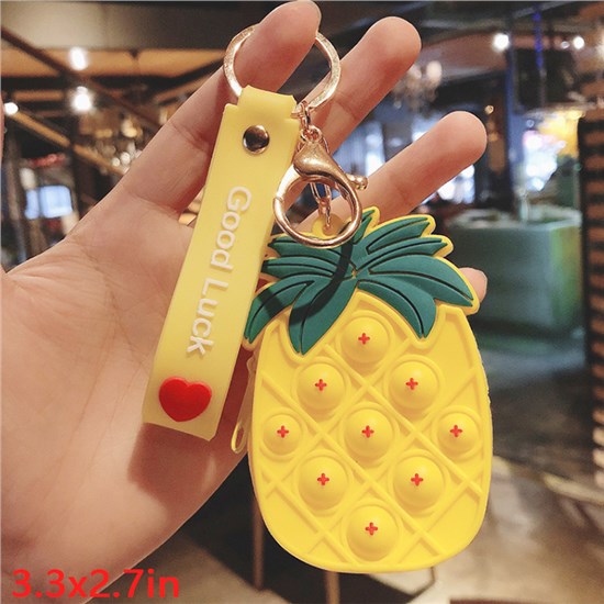 Cute Pineapple Pop Coin Purse PVC Wallet Fidget Toy Keychain