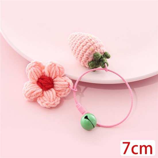 Cute Pink Flower Strawberry Hand Made Wool Pendant Keychain Key Ring
