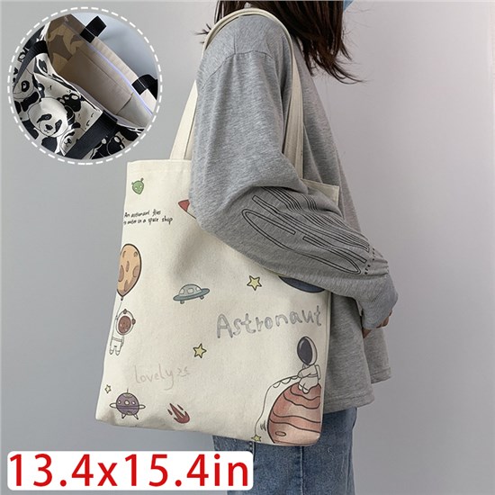 Cute Cartoon Space Canvas Shopping Bag Tote Bag Shoulder Bag