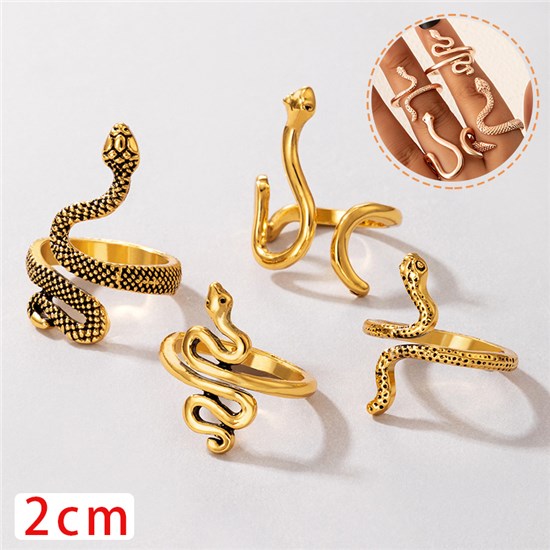 Fashion Snake Alloy Gold Rings Set Jewelry Accessories