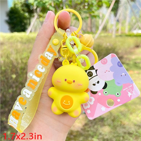 Cute Duck Animal Silicone Toy Keychain Lanyard Wristlet Strap