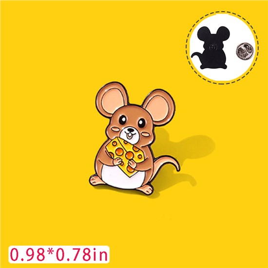 Cute Rat Mouse Enamel Brooch Pin for Jackets Backpacks Cloths Funny Animals Badge Pin for Women/Men