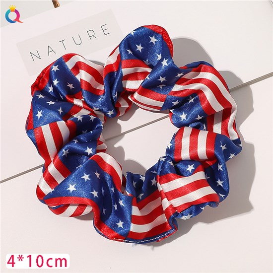 Independence Day USA American Flag Hair Scrunchie 