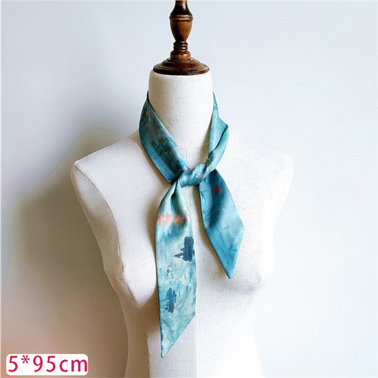 Claude Monet Mini Scarf Fashion Ribbon Chic Handbag Band Handle Wrap Hair band Neck Tie Silky Ribbon