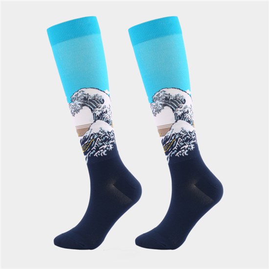 Art Oil Painting Compression Socks Knee High Stockings for Running,Travel,Cycling