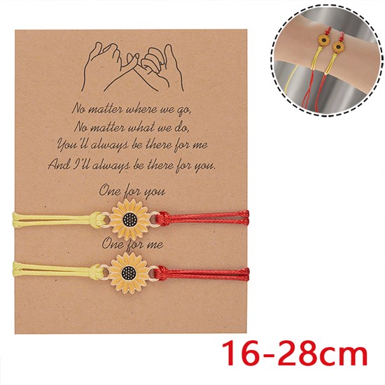 Sunflower Adjustable Wrap Strand Rope Bracelet With Wish Card 