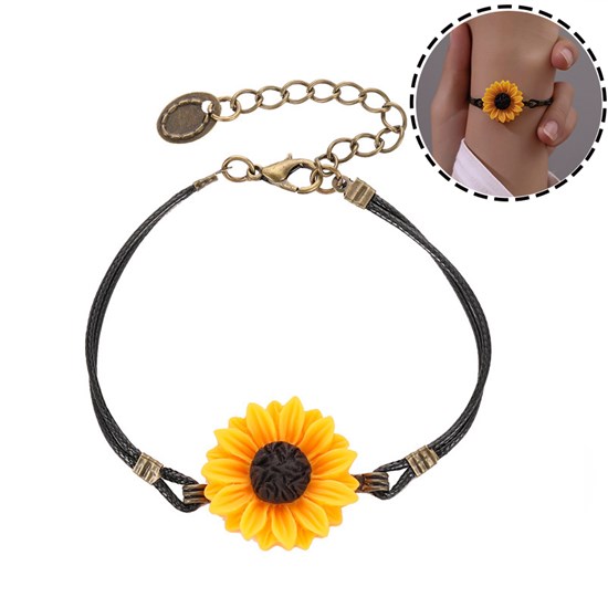 Cute Resin Sunflower String Bracelet