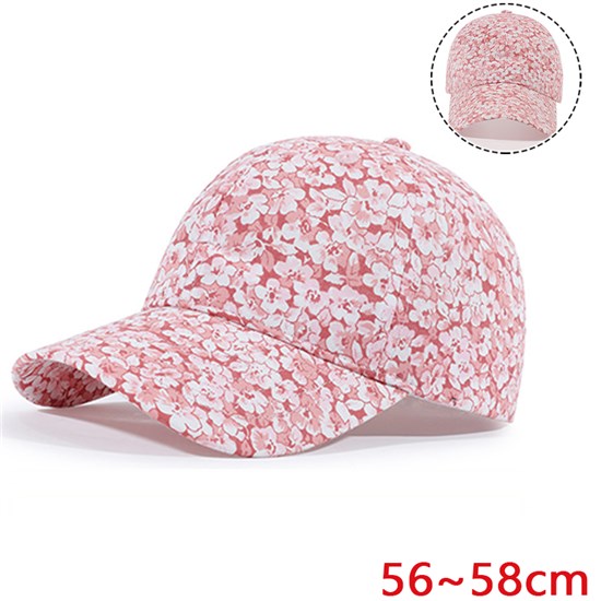 Pink Flower Floral Baseball Cap for Women Ponytail Hat Fashionable Low Profile Adjustable Baseball Hat
