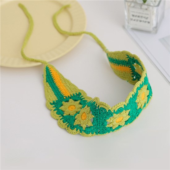 Flower Crochet Hair Bandanas Headscarf Hair Kerchief Headband 