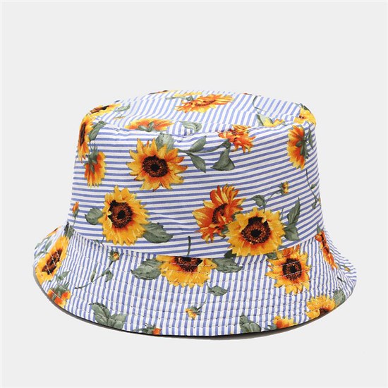 Sun Flower Print Bucket Hat Beach Fisherman Hat