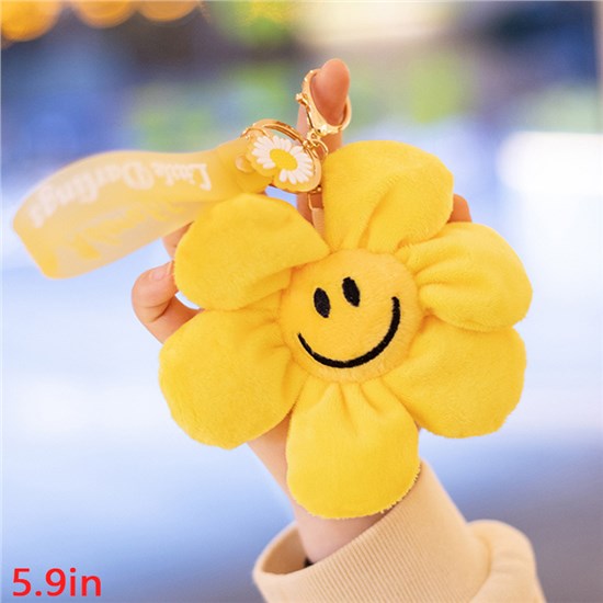 Sun Flower Daisy Plush Keychain Handbag Keyring