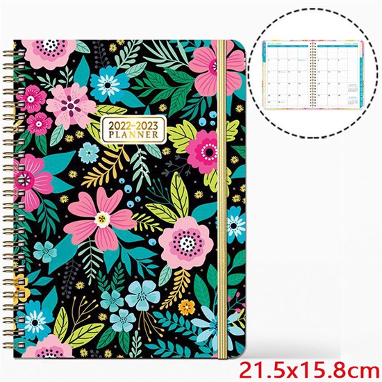 Flower Floral Hardcover Academic Year 2022-2023 Planner July 2022 - June 2038 Daily Weekly Monthly Planner Yearly Agenda