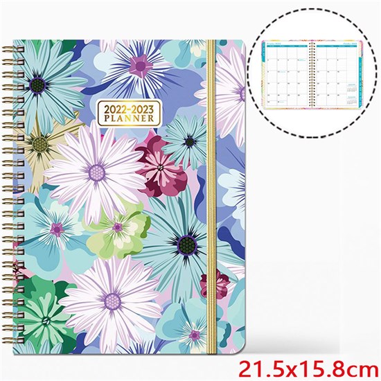 Flower Floral Hardcover Academic Year 2022-2023 Planner July 2022 - June 2039 Daily Weekly Monthly Planner Yearly Agenda