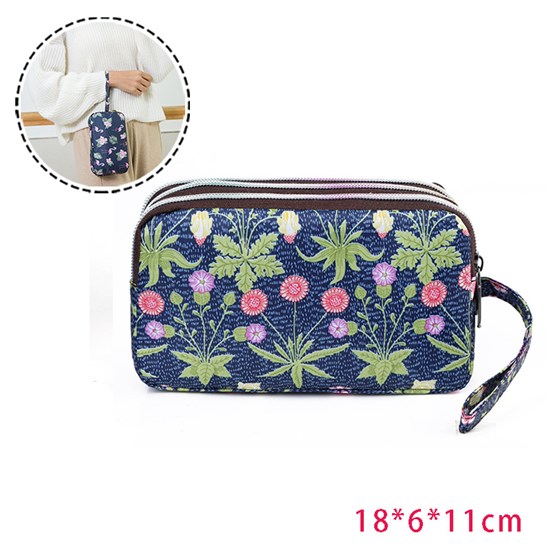 Wild Flower Prints Large Travel Purse Wristlet Clutch Zipper Wallet For Women