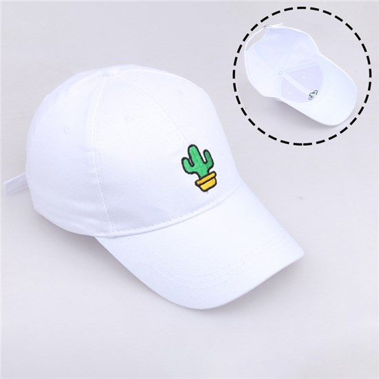 Cactus Embroidered Baseball Cap White Dad Hat