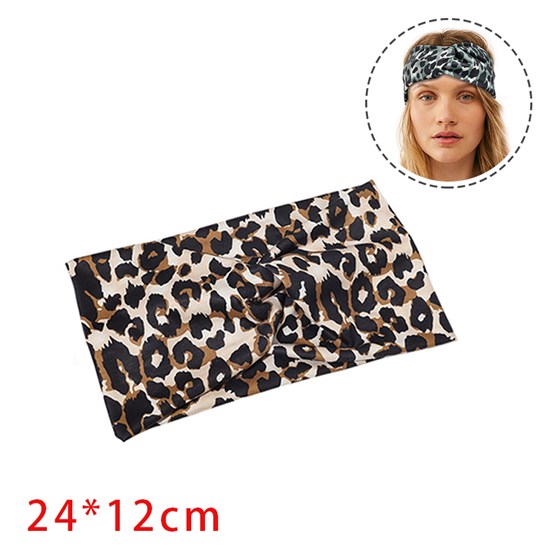Leopard Print Style Width Vintage Middle Knotted Cross Headband Twisted Cross Headband
