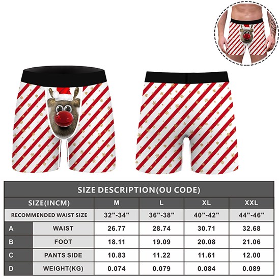 Christmas Deer Brief Underwear Funny Panties 