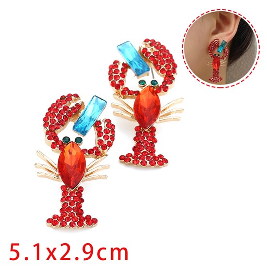 Cute Cartoon Crayfish Alloy Stud Earrings