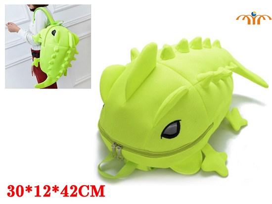 Anime Chameleon Green Net Cotton Backpack Bag