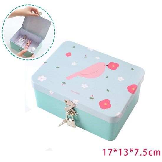 Cartoon Pink Bird Tinplate Storage Box