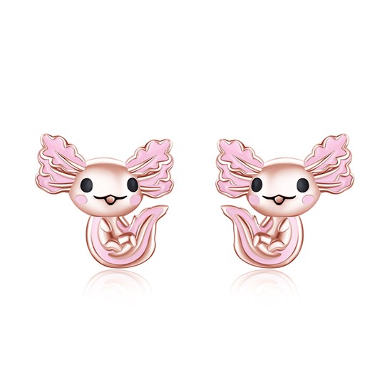 Axolotl Pink Cute Alloy Earrings