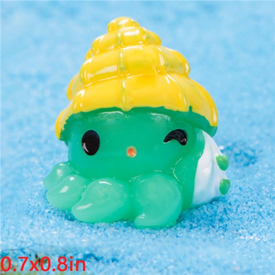 Green Octopus Resin Figurines Cute Sea Animal Figure Toy