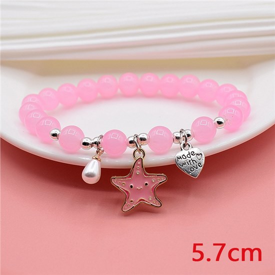 Cute Starfish Pink Bead Bracelet Stretch Bracelets Jewelry