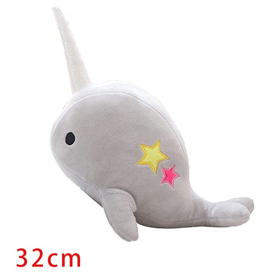 Cute Grey Narwhal Stuffed Animal Plush Toy Adorable Soft Whale Plush Toys