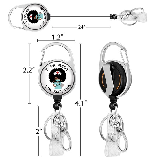 Black Girl Nurse Doctor Medical Badge Reel Clip Retractable Badge Holder