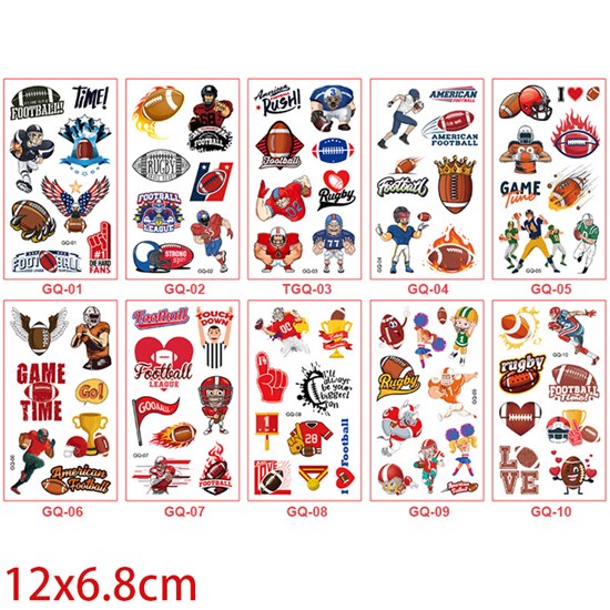 Rugby Sports Temporary Tattoos Stickers Set