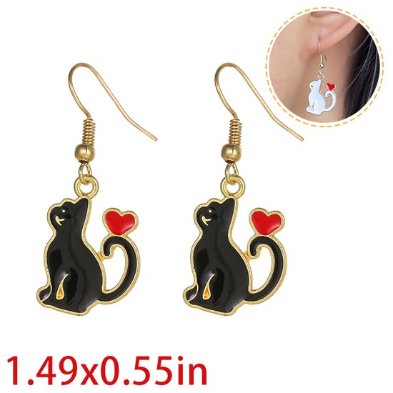 Black Cat Alloy Hook Earrings Animals Earrings